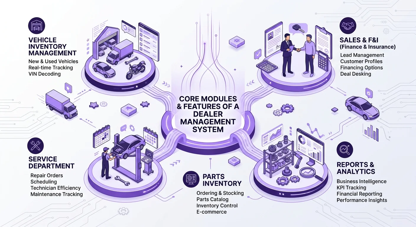 Core Modules and Features of a Dealer Management System

